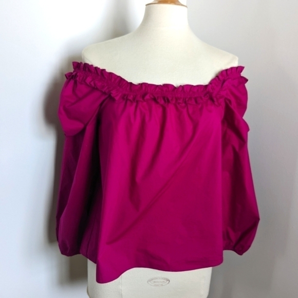 J Crew Magenta Pink Ruffle Penny Blouse S - Picture 10 of 13